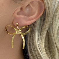 Farrah B Gifted Bow Earrings- Gold