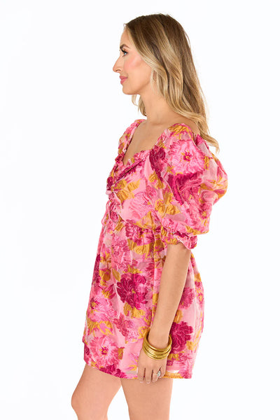 Colby Starburst Dress- Pink/Mustard