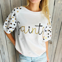 Saints Sequin Bubble Sleeve- White