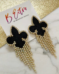 B Extra Blackout Fleur De Lis Earrings