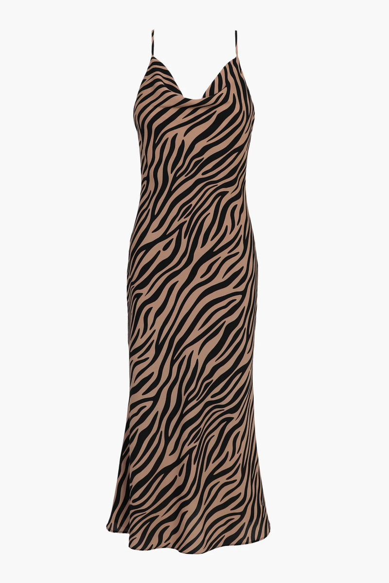 Adelyn Rae Jenni Slip Dress- Black/Camel