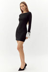 Adelyn Rae Vicki Contrast Cuff Dress- Black