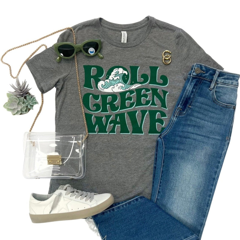 Roll Green Wave Tee- Heather Grey