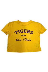 Tigers VS All Yall Crop Tee- Yellow