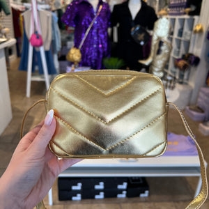 Metallic Crossbody Stadium Bag- Gold