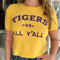 Tigers VS All Yall Crop Tee- Yellow