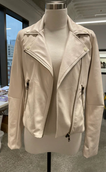 Juno Faux Leather Jacket- Cream