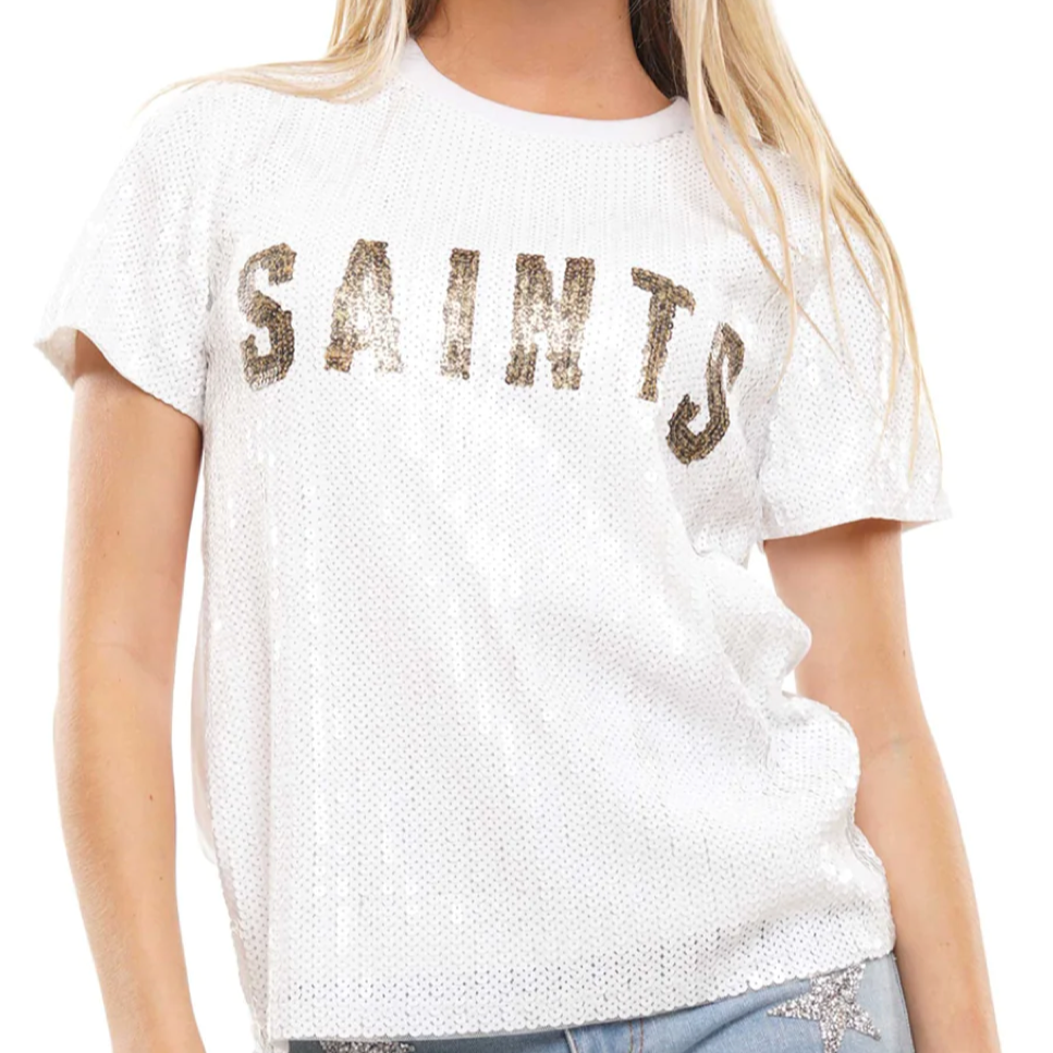 Sequin Saints Top, White