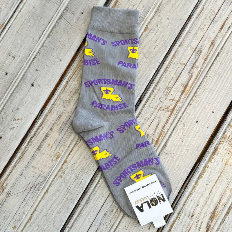 Nolaverse Sportsman Sock- Grey/ Purple