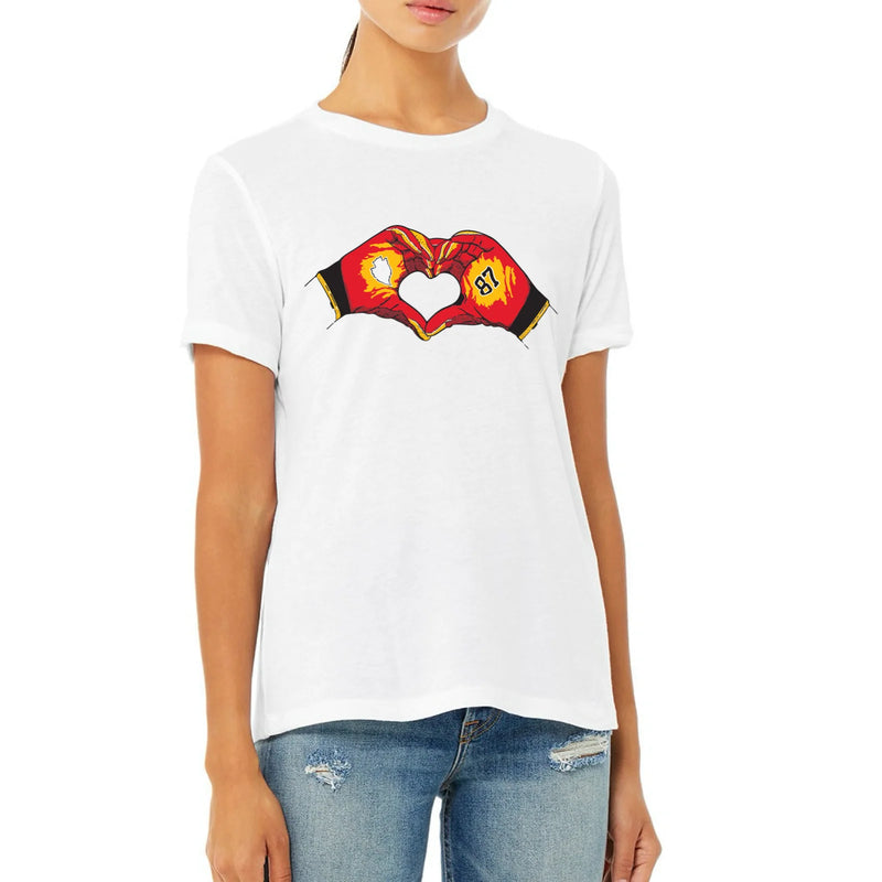 Chiefs Heart Hands Women's Crew- White