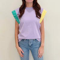 Nolaverse Pastel Mardi Pearl Flutter Sleeve- Purple