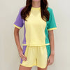 Nolaverse Mardi Colorblock Top- Purple/Green/Yellow