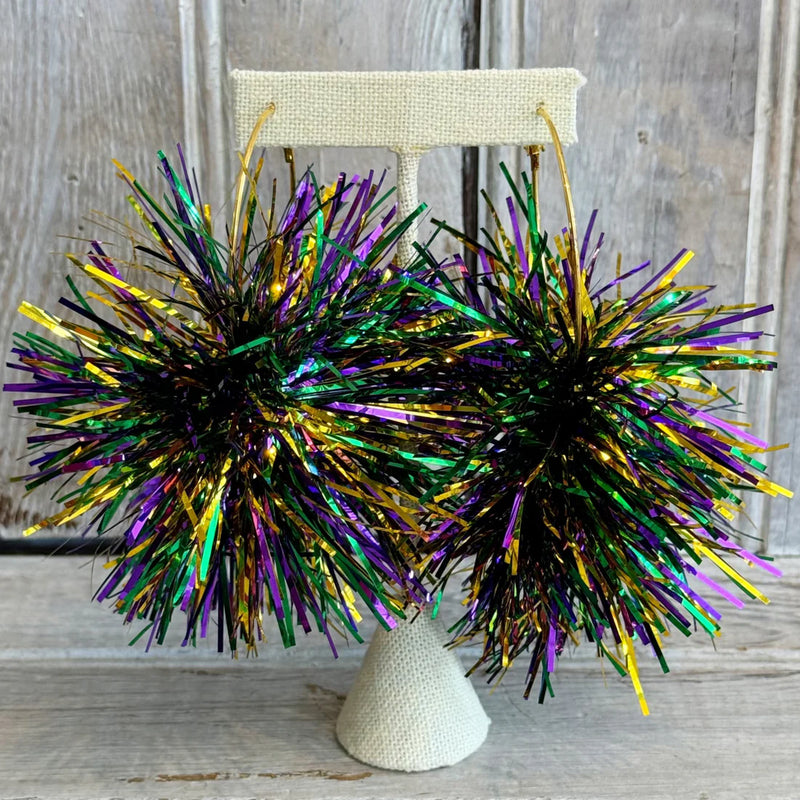 Mardi Gras Tinsel Pom Hoop