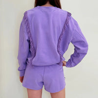 Nolaverse All-Over Fringe Sweatshirt- Purple