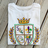 Mardi Gras Crest Women's Crew- White