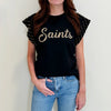 Nolaverse Saints Pearl Flutter Sleeve- Black/Gold