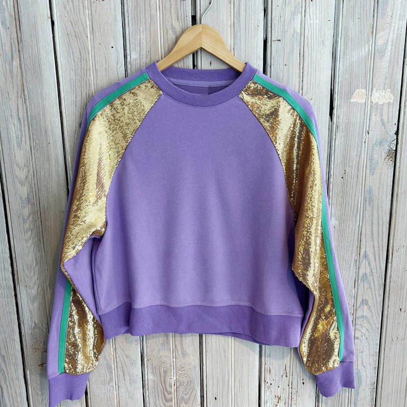 Nolaverse Sweatshirt with Gold Sequins- Lavender