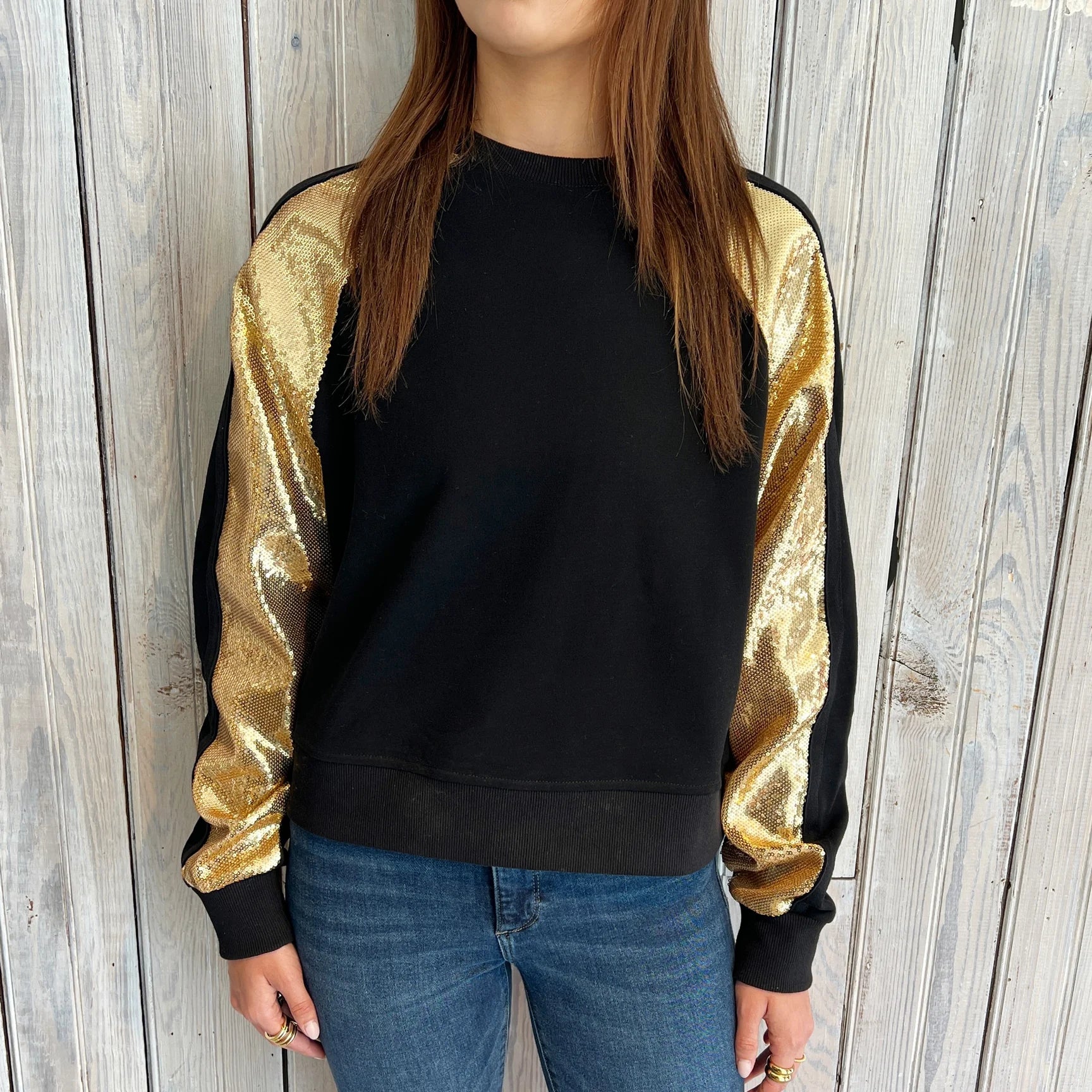 Nolaverse Black Sweatshirt with Gold Sequins