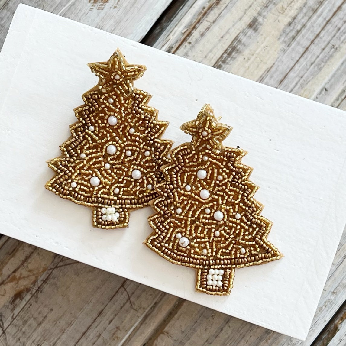 JT Gold Christmas Tree Earrings