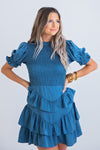 Mariah Smocked Dress- Blue
