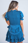 Mariah Smocked Dress- Blue