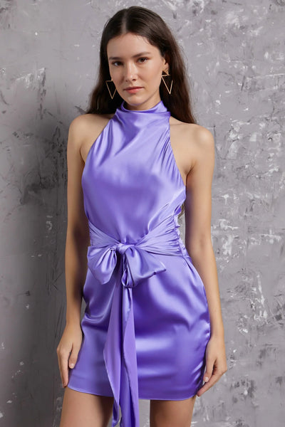 Sassy + Classy Halter Neck Dress- Lavender