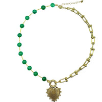 Intricate Heart Charm Necklace- Emerald