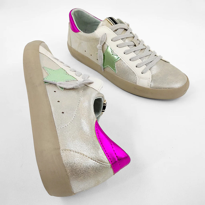 ShuShop Paula Sneakers- Silver Distressed