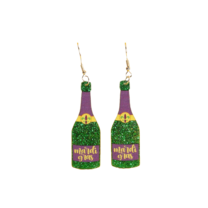 JT Acrylic Mardi Gras Bottle Earrings