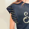 Nolaverse Saints Pearl Flutter Sleeve- Black/Gold