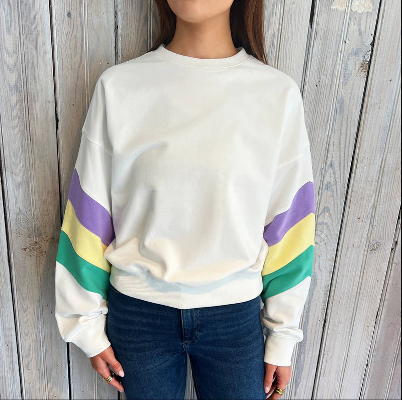 Nolaverse MG Pastel Stripe Sweatshirt- Ivory