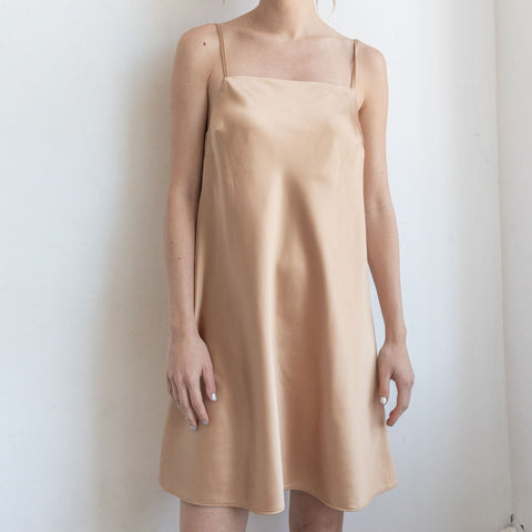 Patricia Satin Midi Dress- Gold