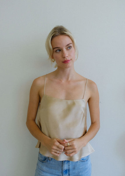 Satin Cami Top- Shiny Gold
