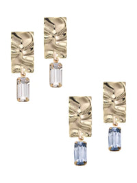 Farrah B Reflection Earrings- Gold/ Light Blue