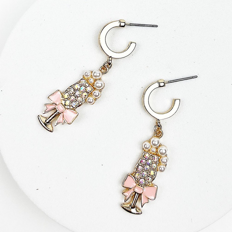 Enamel Bubbly Glass Earrings- Light Pink