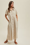 Sydney Corduroy Midi Dress- Cream/ Choco