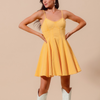 Goldie Fit and Flare Dress- Gold