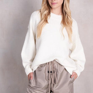 Lane Drop Sleeve Crew Sweater- Cream