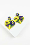 Abstract Mardi Gras Heart Earrings