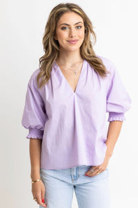 Nessa Puff Sleeve Top- Lavender