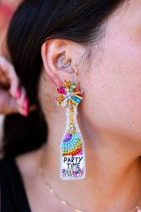 Rainbow Party Time Beaded Champagne Earrings