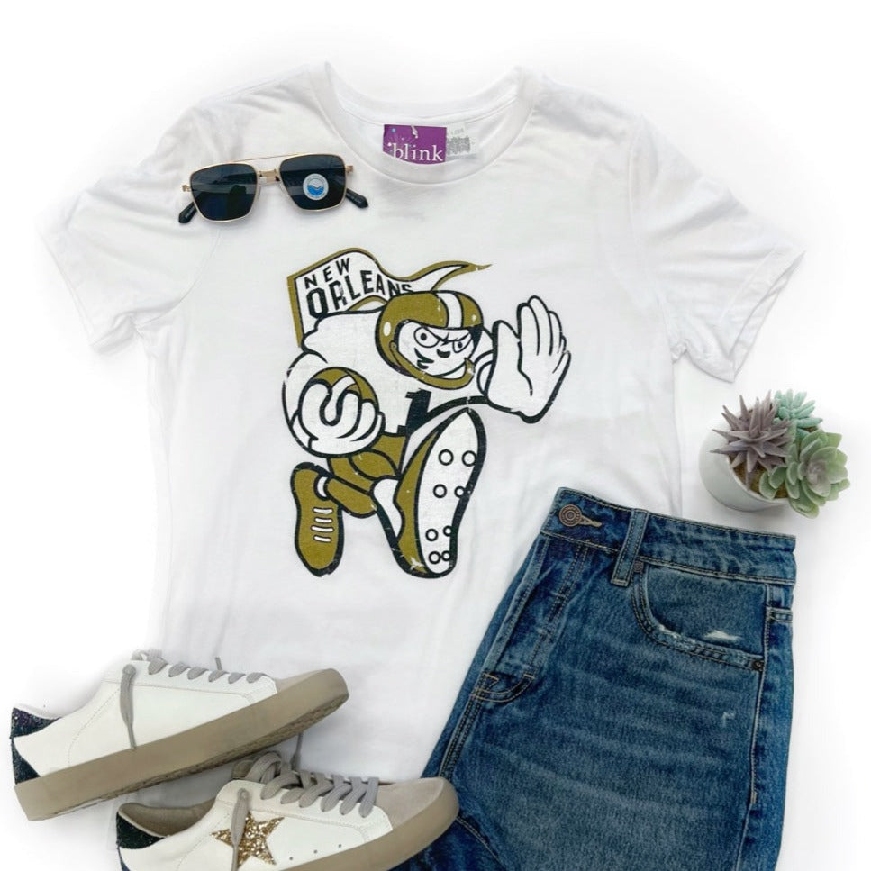Retro Player Saints C-Neck Tee- White