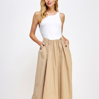 Strut and Bolt Luna Dress- Taupe/White