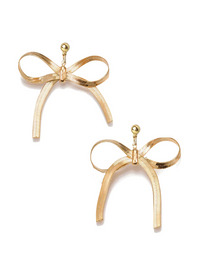 Farrah B Gifted Bow Earrings- Gold