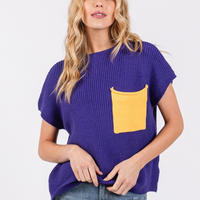 Polly Sweater Top- Purple/Yellow