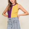 Gameday Split Color Top- Purple/Yellow