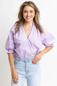 Nessa Puff Sleeve Top- Lavender