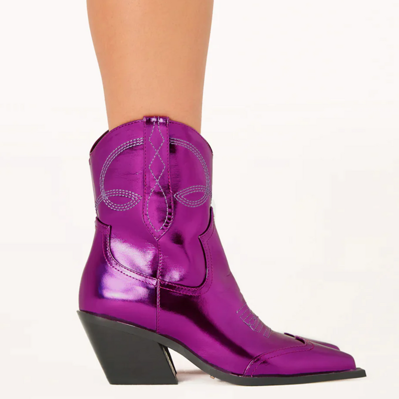 Billini Udel Metallic Cowgirl Boot - Purple