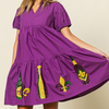 Little Miss Mardi Gras Puff Sleeve Dress