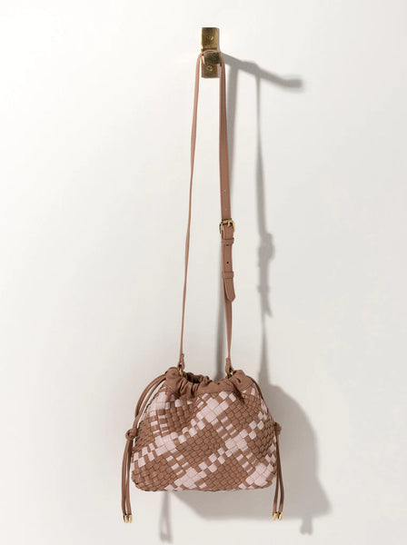 Shiraleah Blythe Plaid Drawstring Shoulder Bag- Sand